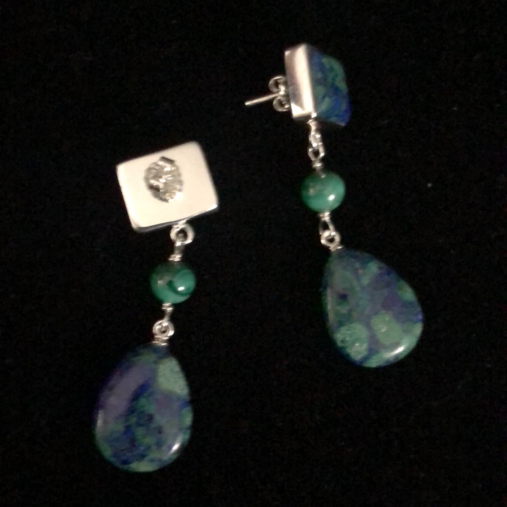 Jay King Sterling Silver Blue Azurite & Green Malachite 18” Necklace & Earrings. - Picture 15 of 16